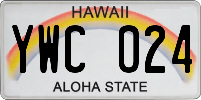 HI license plate YWC024