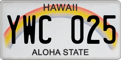 HI license plate YWC025