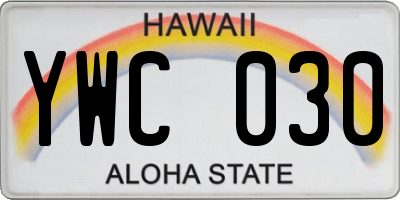 HI license plate YWC030