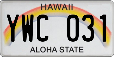 HI license plate YWC031