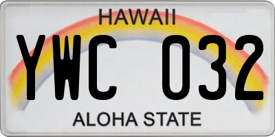 HI license plate YWC032