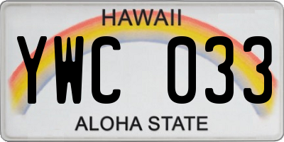 HI license plate YWC033