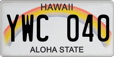 HI license plate YWC040