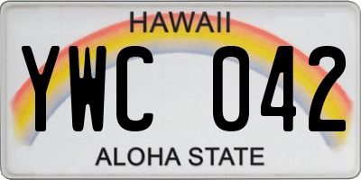 HI license plate YWC042