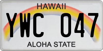 HI license plate YWC047