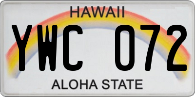 HI license plate YWC072