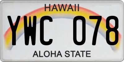 HI license plate YWC078