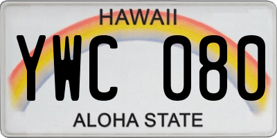 HI license plate YWC080