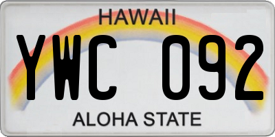 HI license plate YWC092