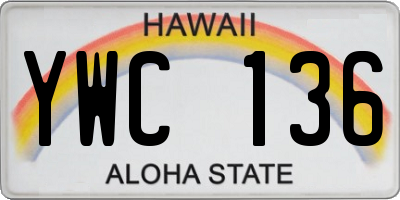 HI license plate YWC136