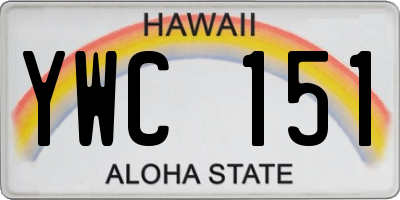 HI license plate YWC151