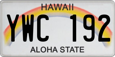 HI license plate YWC192