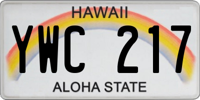 HI license plate YWC217