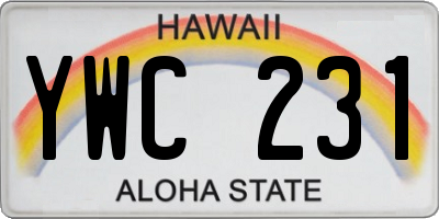 HI license plate YWC231