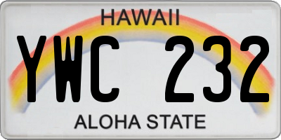 HI license plate YWC232