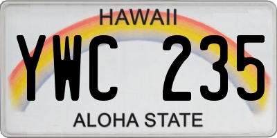 HI license plate YWC235