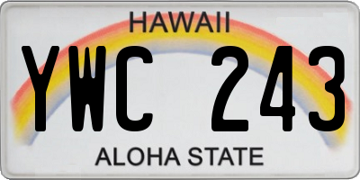 HI license plate YWC243