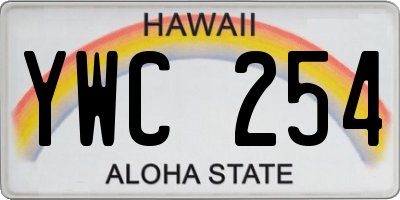 HI license plate YWC254