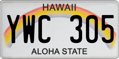 HI license plate YWC305