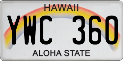 HI license plate YWC360