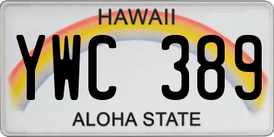 HI license plate YWC389