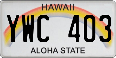 HI license plate YWC403