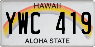 HI license plate YWC419