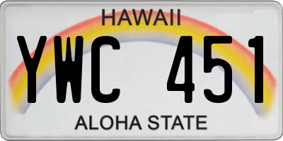 HI license plate YWC451
