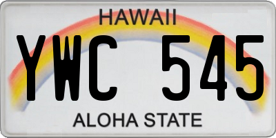 HI license plate YWC545
