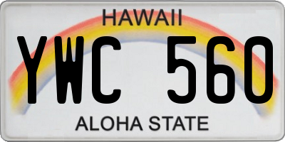HI license plate YWC560