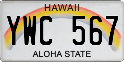 HI license plate YWC567