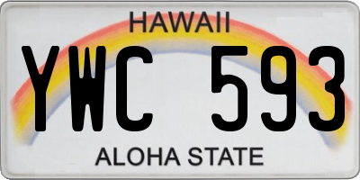 HI license plate YWC593