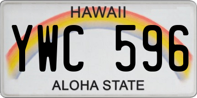 HI license plate YWC596