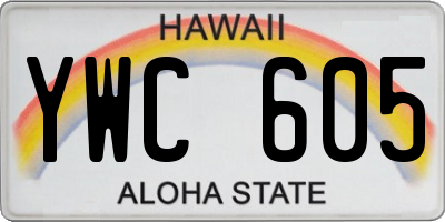HI license plate YWC605