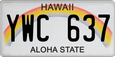 HI license plate YWC637