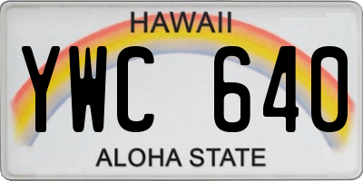 HI license plate YWC640