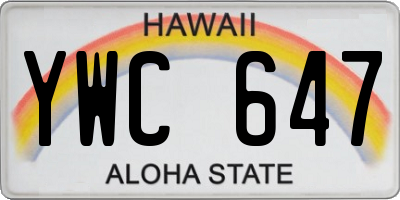 HI license plate YWC647