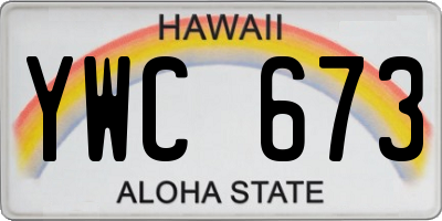 HI license plate YWC673
