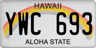 HI license plate YWC693
