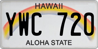 HI license plate YWC720
