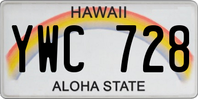 HI license plate YWC728