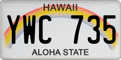 HI license plate YWC735