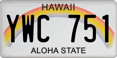 HI license plate YWC751