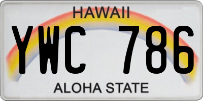 HI license plate YWC786