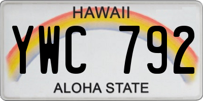 HI license plate YWC792