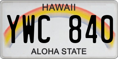HI license plate YWC840