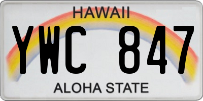 HI license plate YWC847