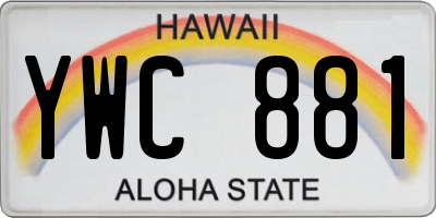 HI license plate YWC881