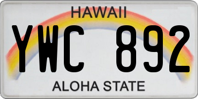 HI license plate YWC892