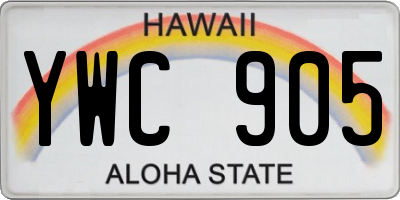 HI license plate YWC905